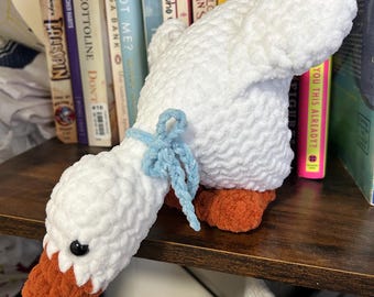 Crochet Goose Plush | Handmade Stuffed Shelf Goose Toy | Cute Farm Animal Amigurumi | Soft Nursery Decor | Whimsical Goose Gift
