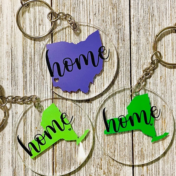 Custom Home State Keychain or Car Sticker // choose your state and color