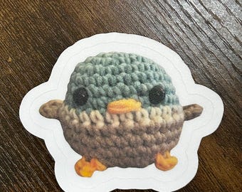 Ducky in Crochet // Vinyl Sticker Decal // Water Resistant