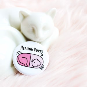 Heilung Purr, Emaille-Pin, Katze Flair, Brosche, Pinback, Catlover, Katze Schmuck, Katze Abzeichen, Anstecknadel, Katze Geschenk, Kawaii Kätzchen, Katze Zubehör
