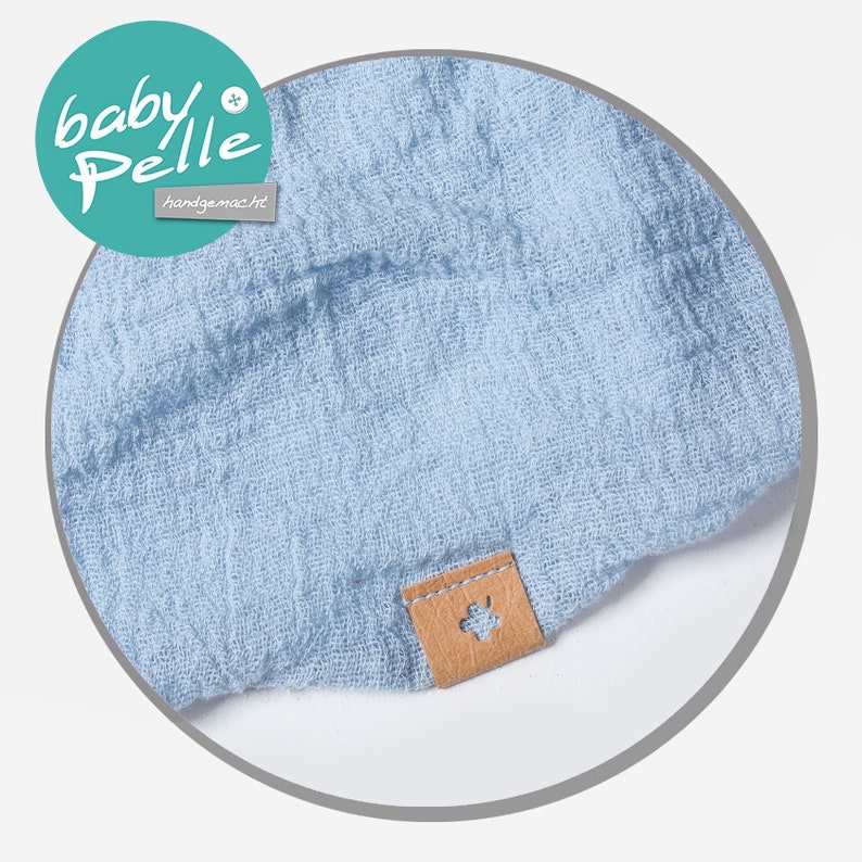 Baby Scarf Muslin Cotton Cream-Blue image 1