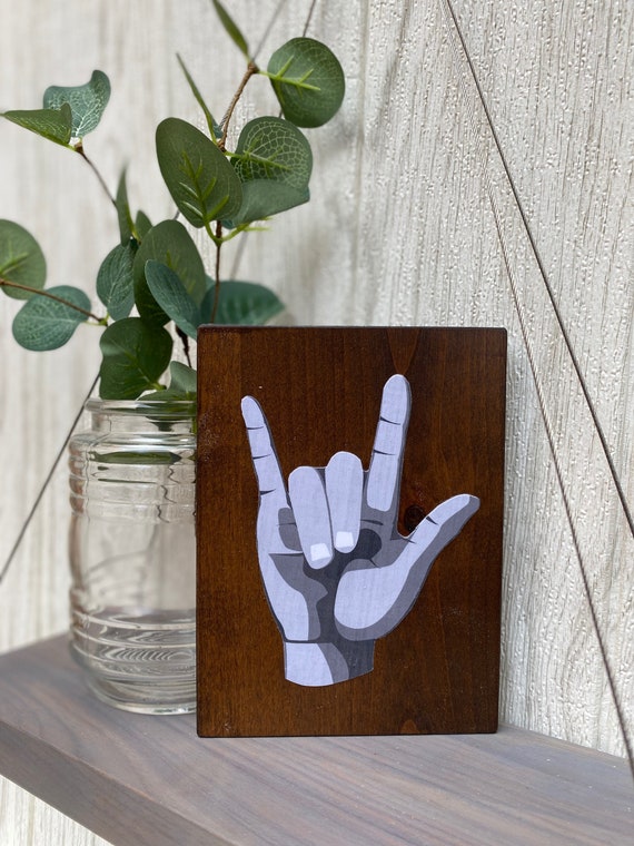 Handmade Wooden Asl Sign Language Decor I Love You Etsy