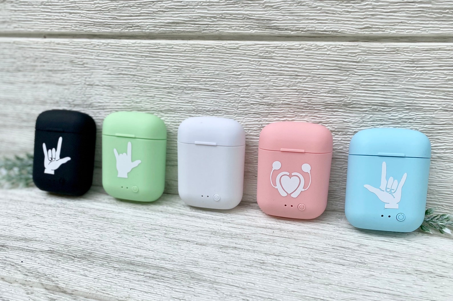 ASL Sign Language Wireless Headphones Air Buds avec boîtier Etsy
