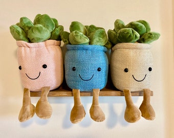 Plush succulents with handmade artificial succulent cork magnets!