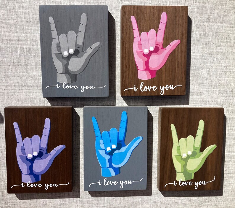 Handmade Wooden ASL Sign Language Decor i Love You Etsy