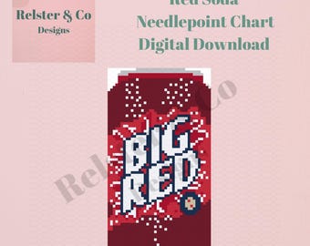 Red Soda Needlepoint Chart -  Digital Needlepoint