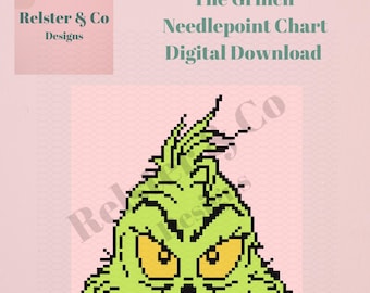 Grinch Needlepoint Chart -  Instant Download PDF