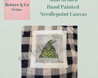 Mini Grinch - Hand Painted Needlepoint Canvas