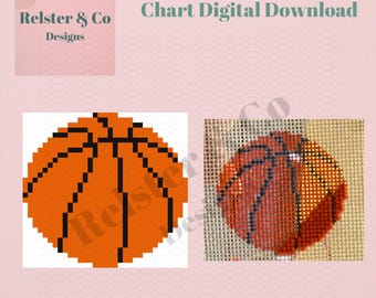 1.8” Basketball Needlepoint Chart -  Digital Needlepoint
