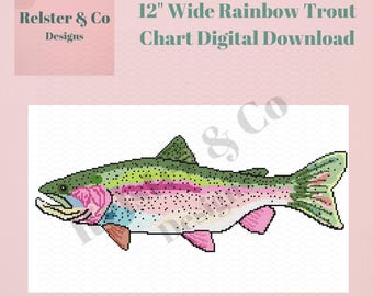 Rainbow Trout Needlepoint Chart -  Digital Needlepoint