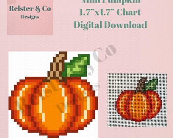 Mini Pumpkin Needlepoint Chart | Fall Needlepoint Pattern | Pumpkin Digital Download | Beginner Needlepoint | Autumn Needlepoint Design