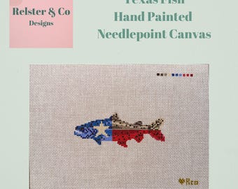 Texas Rainbow Trout Needlepoint Canvas, Hand Painted 18 Mesh Fish Needlepoint, Texas Fishing Needlepoint, Lake House Stitching