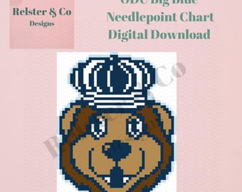 ODU Big Blue Needlepoint Chart -  Digital Needlepoint