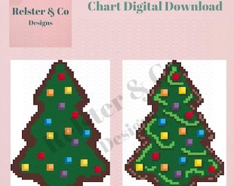 Christmas Tree Brownie Needlepoint Chart -  Digital Needlepoint