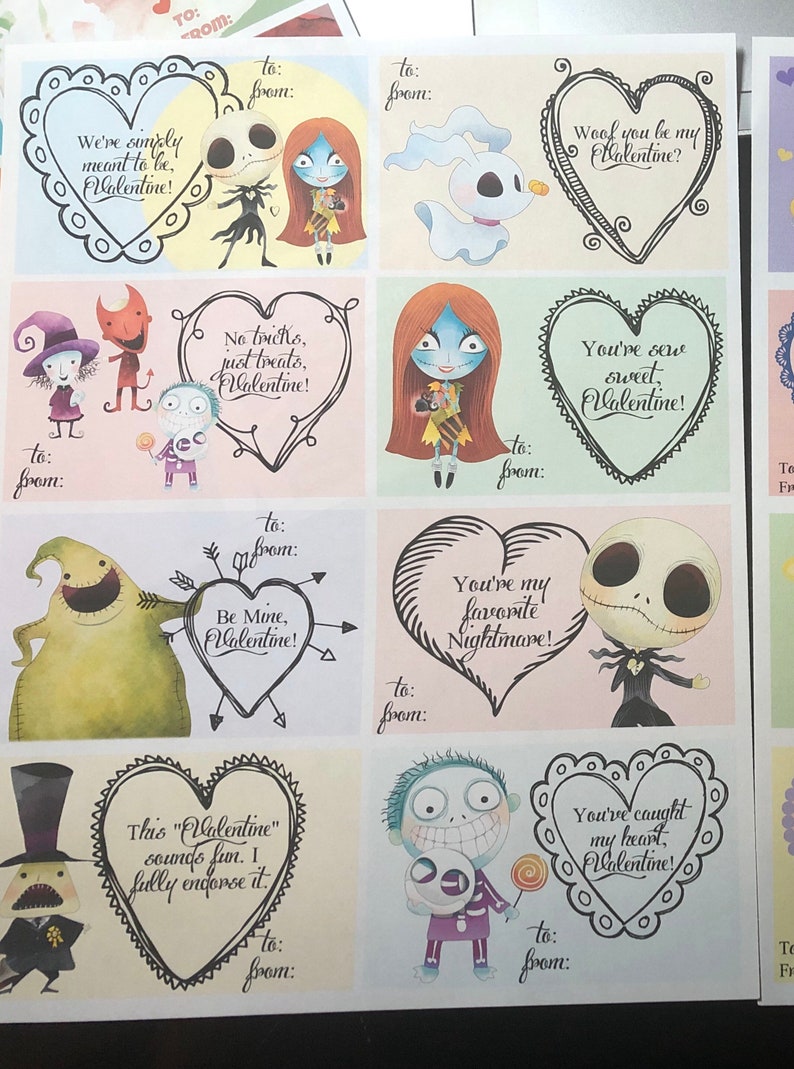 Nightmare Before Christmas Valentine's Day Cards Set Etsy
