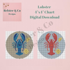 Lobster Needlepoint Chart -  Digital Needlepoint