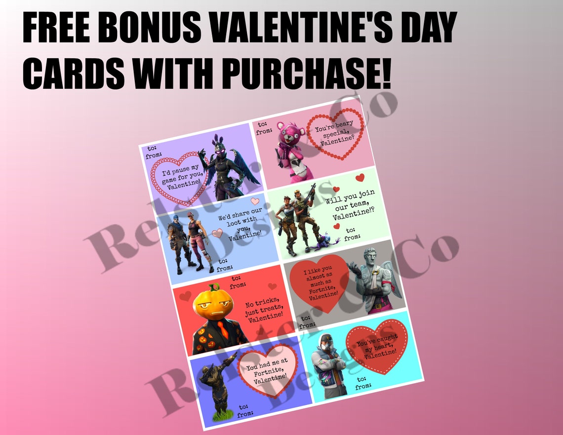 Gamer Valentine s Day Cards Instant Download Set Of 8 Etsy