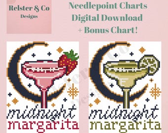 Midnight Margaritas Needlepoint Chart -  Digital Needlepoint