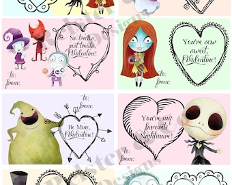 Nightmare at Christmas -  Valentine's Day Cards - Set of 8 plus BONUS SET