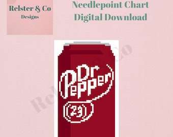 Dr P Beverage Needlepoint Chart -  Digital Needlepoint