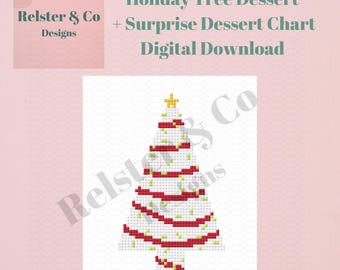 Holiday Tree Dessert Needlepoint Chart -  Digital Needlepoint