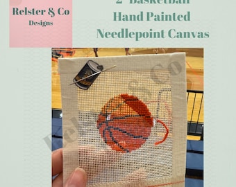 Mini Basketball - Hand Painted Needlepoint Canvas