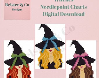 Witches Needlepoint Chart -  Digital Needlepoint