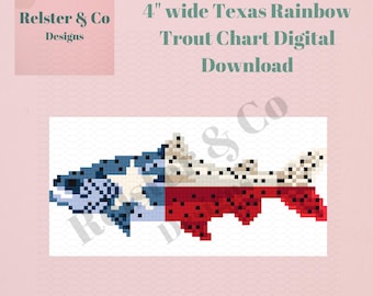 Texas Rainbow Trout Needlepoint Chart -  4" Wide - Digital Needlepoint