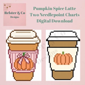 Pumpkin Spice Latte Needlepoint Diagram - Digital Needlepoint