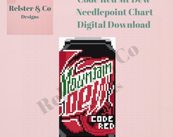 Code Red Mtn Dew Inspired Needlepoint Chart -  Digital Needlepoint