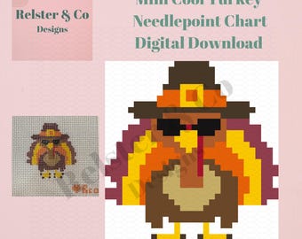 Turkey Needlepoint Pattern - Thanksgiving DIY (Digital Download)