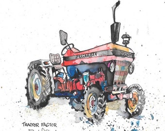 Tractor Factor Ink and Wash printable art digital print A4