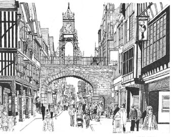 Chester Eastgate UhrTurm druckbare Kunst