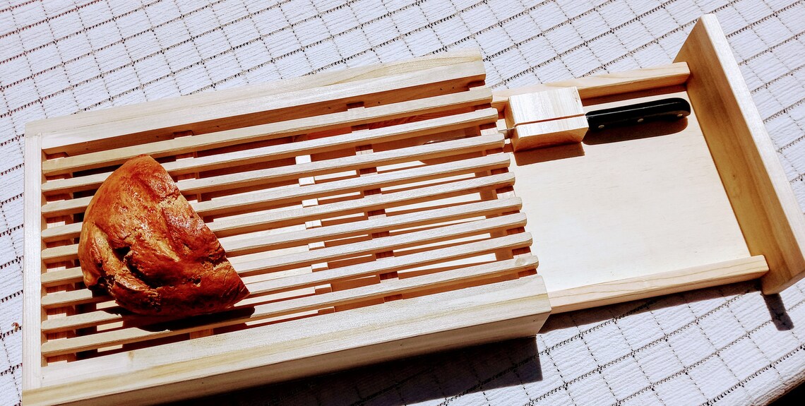 Bread Cutting Board With Crumb Catcher & Optional Breadknife Etsy