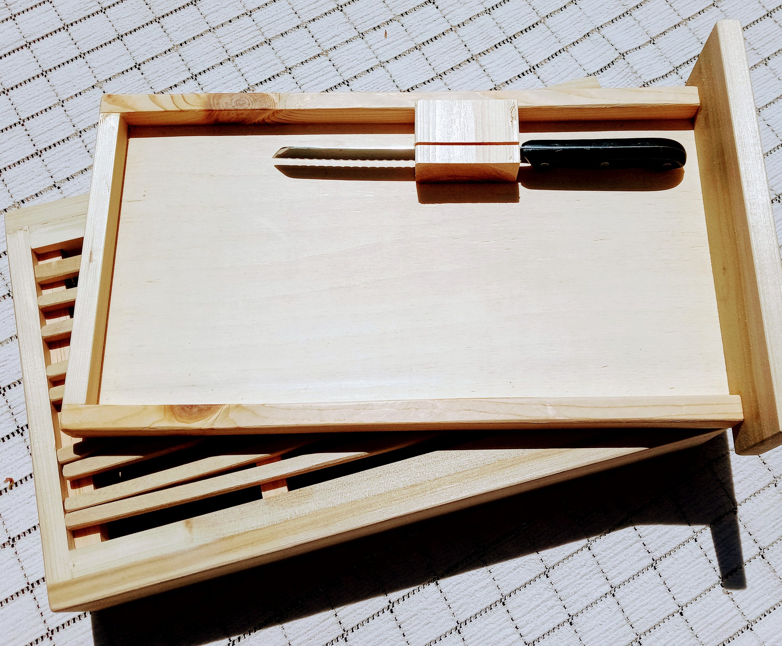 Bread Cutting Board With Crumb Catcher & Optional Breadknife Etsy