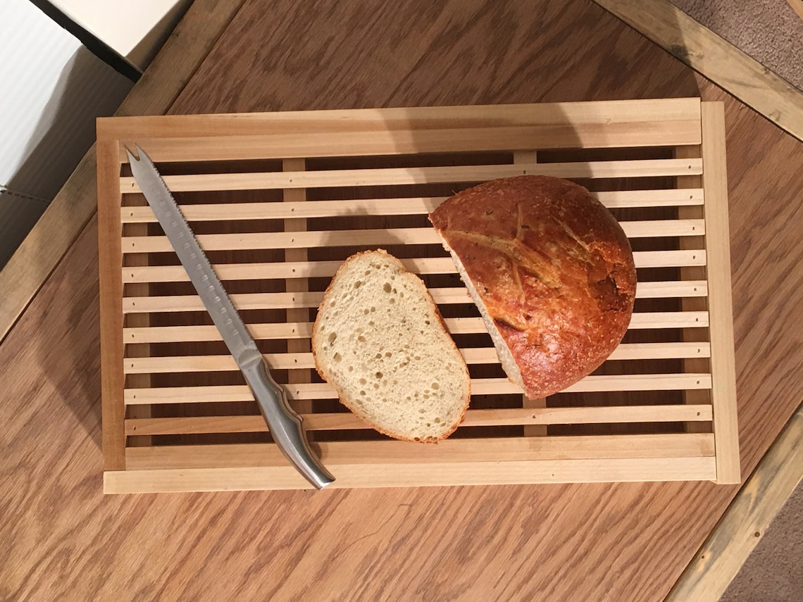 Bread Cutting Board With Crumb Catcher & Optional Breadknife Etsy