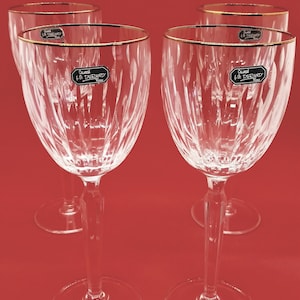 Crystal Water Goblets Classic Crystal D ' Arques-Durand Chalets Gold Trim Wassergläser Wasser-Goblet Resonanz Gold France Kristall