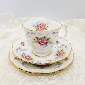 Vintage style Royal Albert 1900s regency blue trio tea cup set cake plate sandwich plate Wedgwood tea cup tea lovers gift
