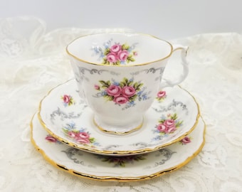 Vintage Royal Albert Trio Tea Cup Saucer cake plate Tranquillity Vintage bone china cup English tea cup and saucer set Vintage china set