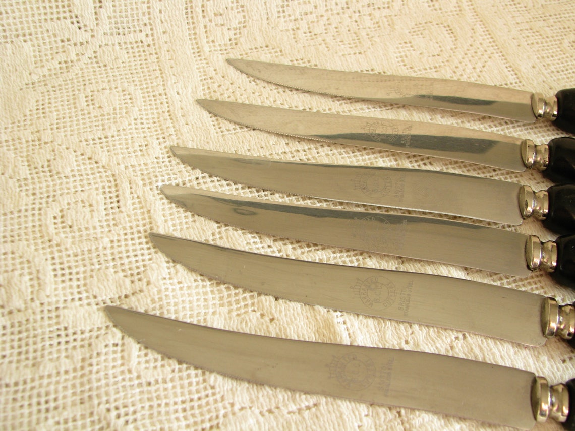 Steak Knives Black handle knives Stainless steel knives Etsy