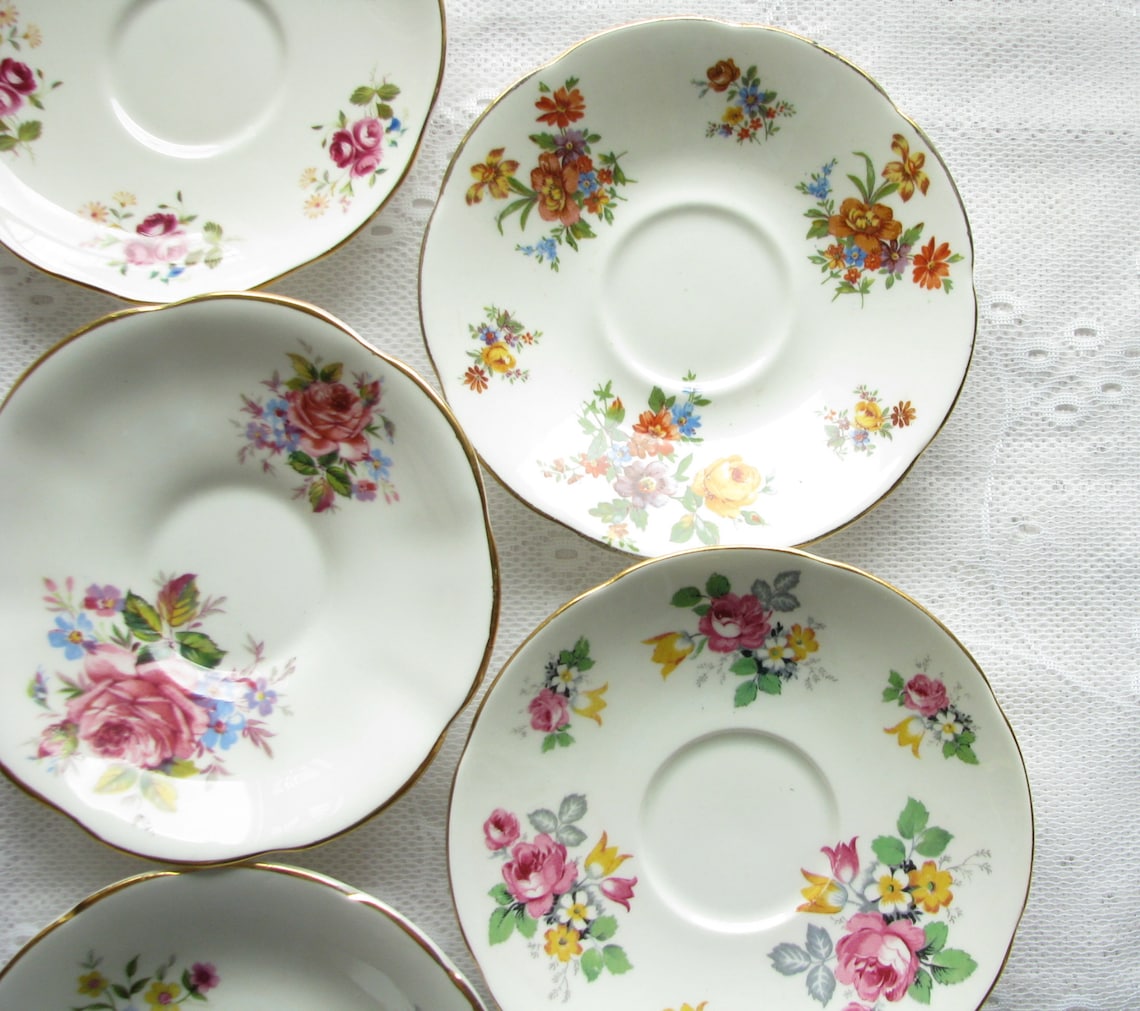 Flower Saucers Vintage Saucers Set Shabby Wall Decor Saucers Etsy