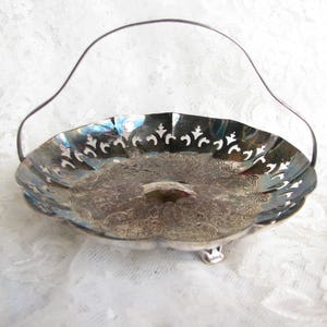 Vintage Candy tray Metal tray with handle EP copper tray Lead&Antimony Mounts Footed tray
