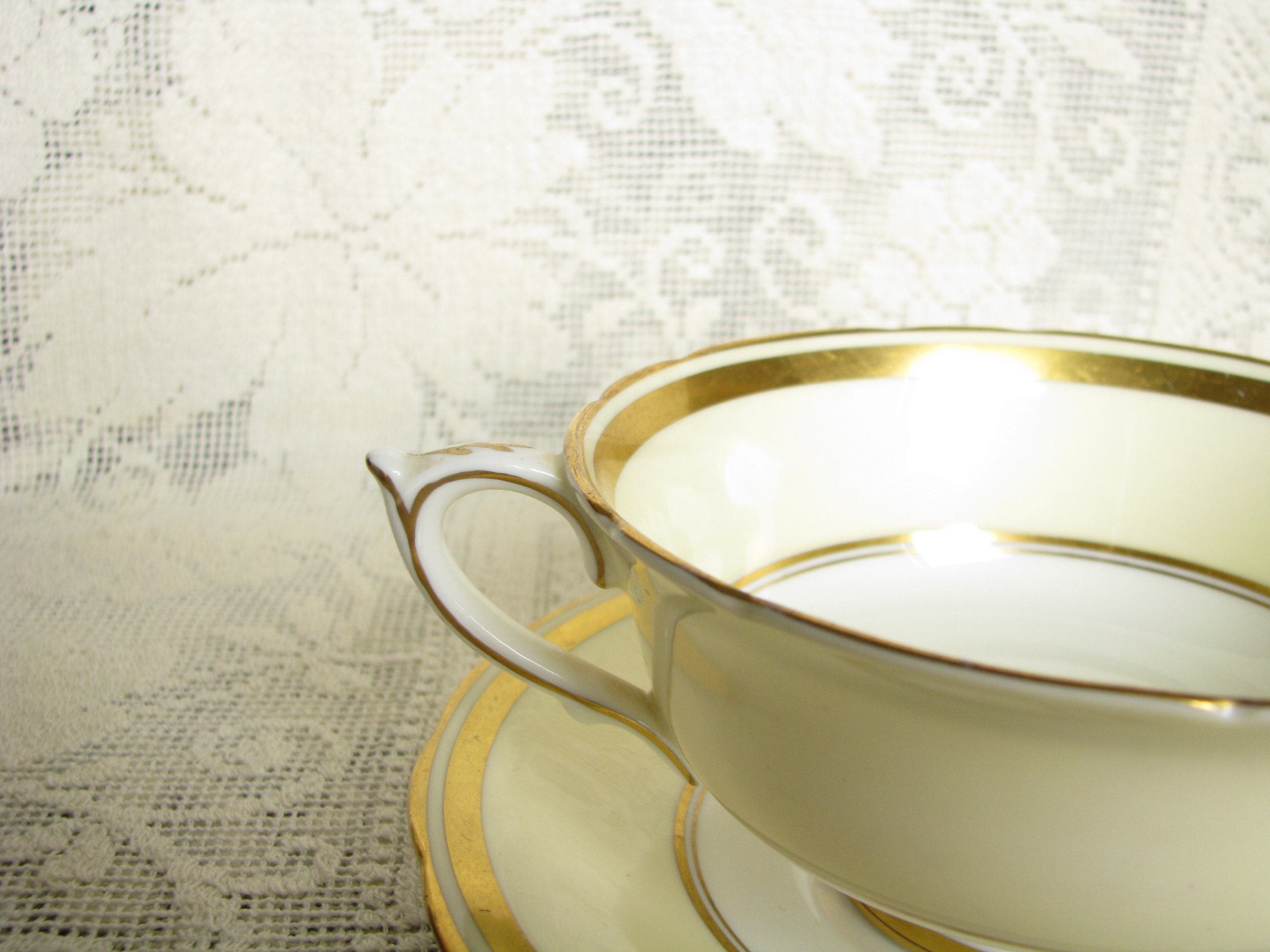 Royal Paragon Band Cream Soup Bowl With Vintage Soup Spoon Two Etsy