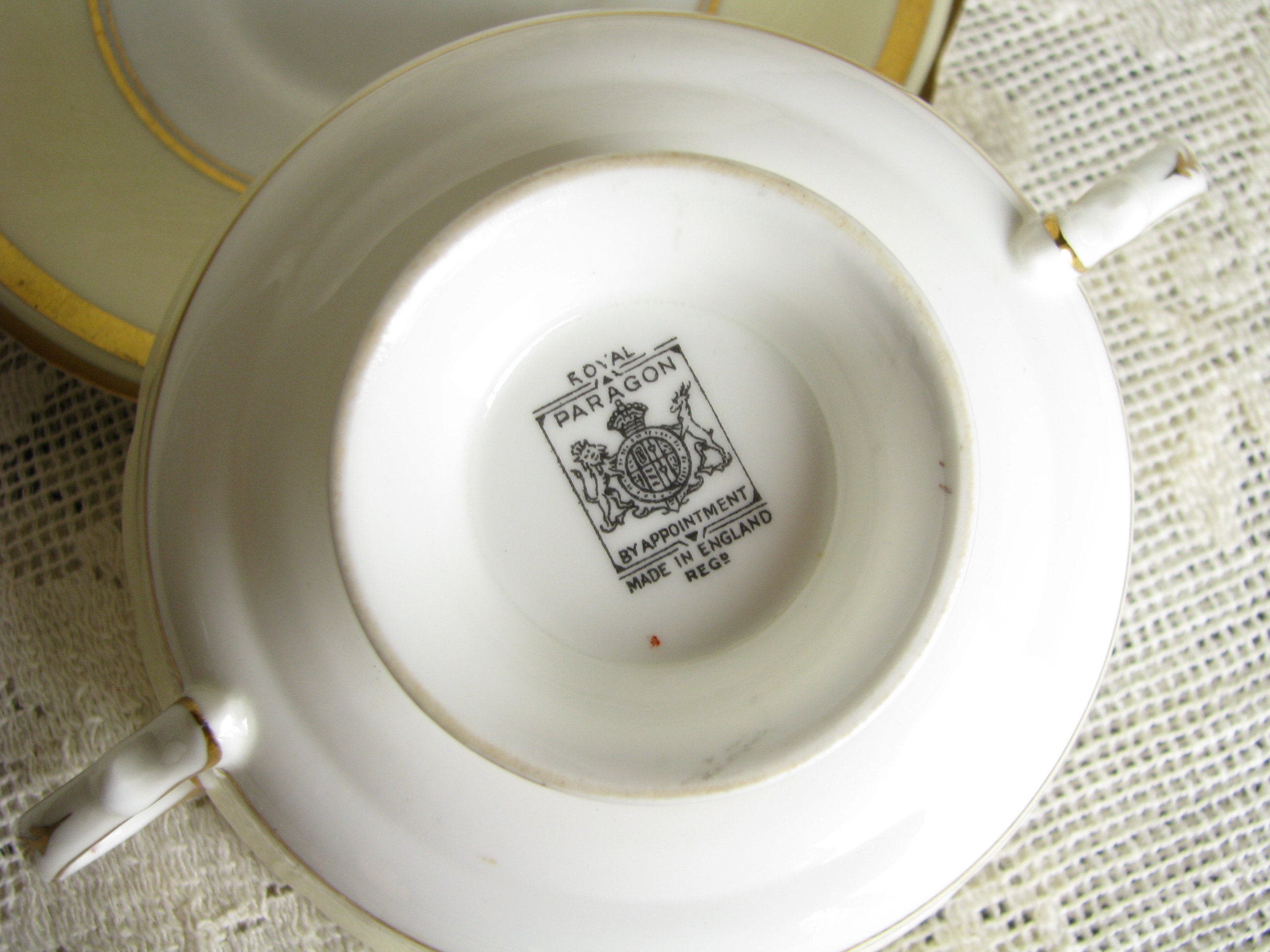 Royal Paragon Band Cream Soup Bowl With Vintage Soup Spoon Two Etsy