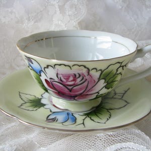 Vintage Shafford taza amarillo Taza pintada a mano taza japonesa set de té Japón cup saucer