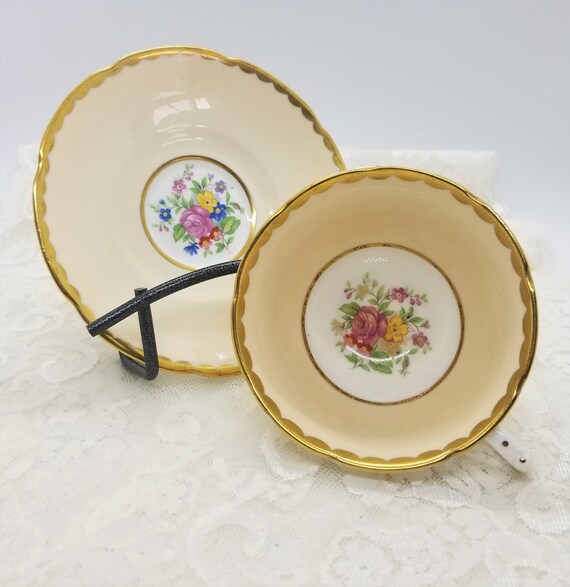 Vintage Collingwood Tea Cup Saucer Beige Vintage Bone China Etsy