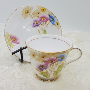 Vintage koninklijke standaard Cup Floral thee set anemonen Cup schotel Engelse Bone China Cup collectie Cup moeder cadeau voor oma