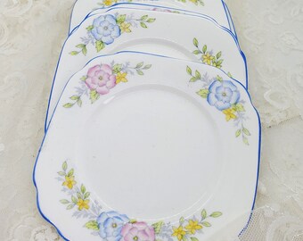 Vintage Tee-Party-Platte Set Servierplatten Kuchen Teller Englisch feine Porzellan Teller Dessert Platte Cottage Dekor Shabby Dekor Bell China Teller