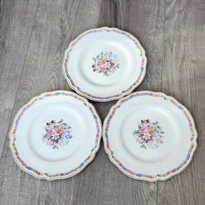 Vintage Johnson bros plate set Marlow dessert plate Serving plate Ceramic plate  Flowers plate Bridal shower English ceramic Salad plate