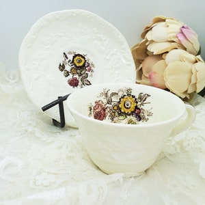 Vintage cup saucer Vintage Mason&#39;s tea set Friarswood set English Ironstone cup English ceramic pottery Vintage tea cup for tea party Autumn